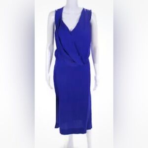 Elegant Royal Blue Silk Sleeveless Dress Size 2 Never Worn